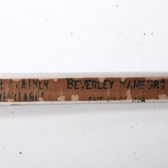 Vintage Beverly Hamburg Leather Skinny Belt PARIS Stamp Gold White 90s Canada - Picture 9 of 12